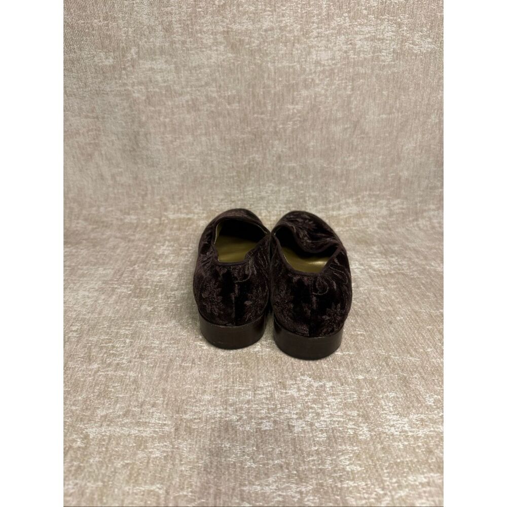 Yves Saint Lauren Women's Velvet Embroidered Floral Loafer Shoes Brown Size 9.5 - Picture 3 of 10
